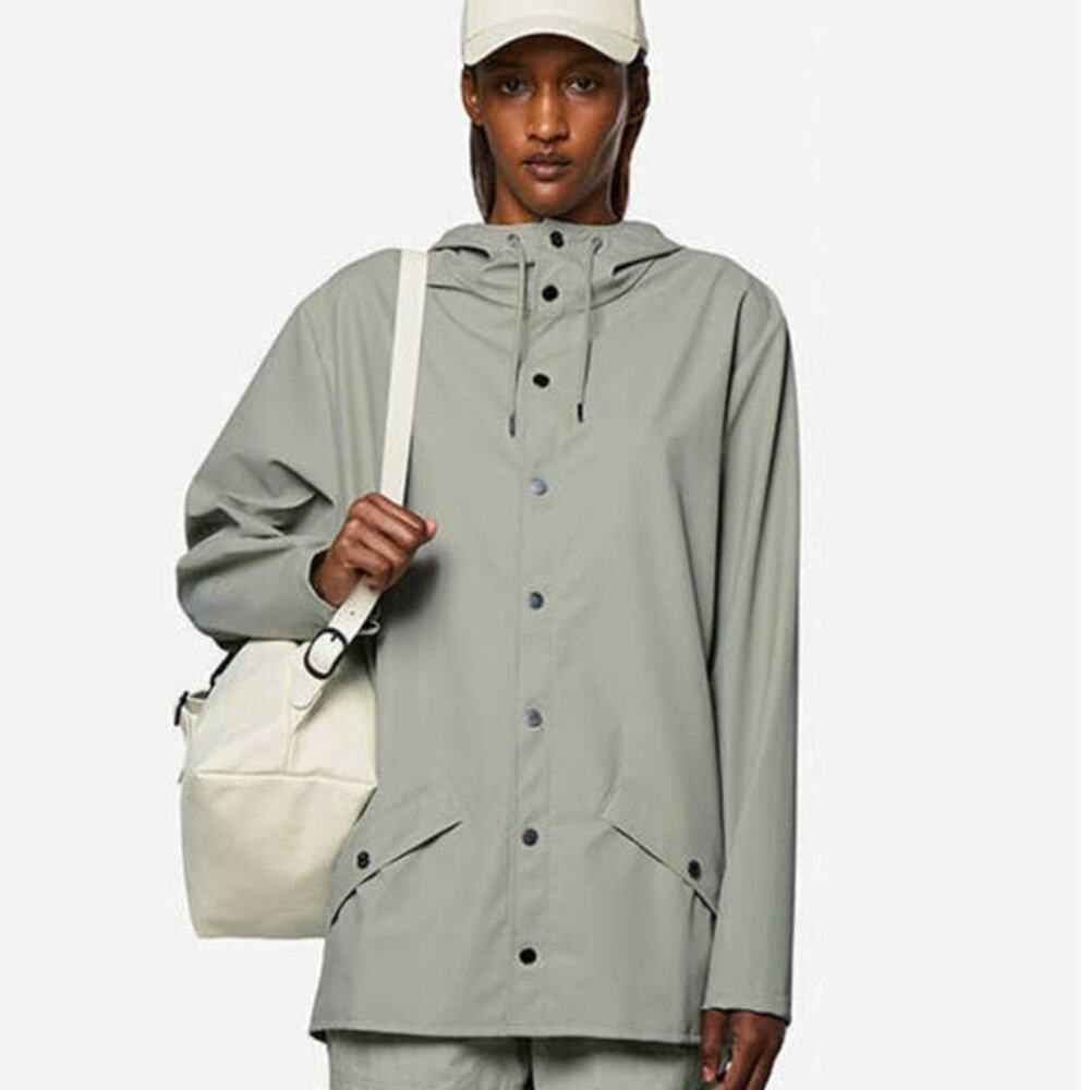 Rains Jacket 12010 in Cement Hooded Rain Jacket Unisex Size large NWT